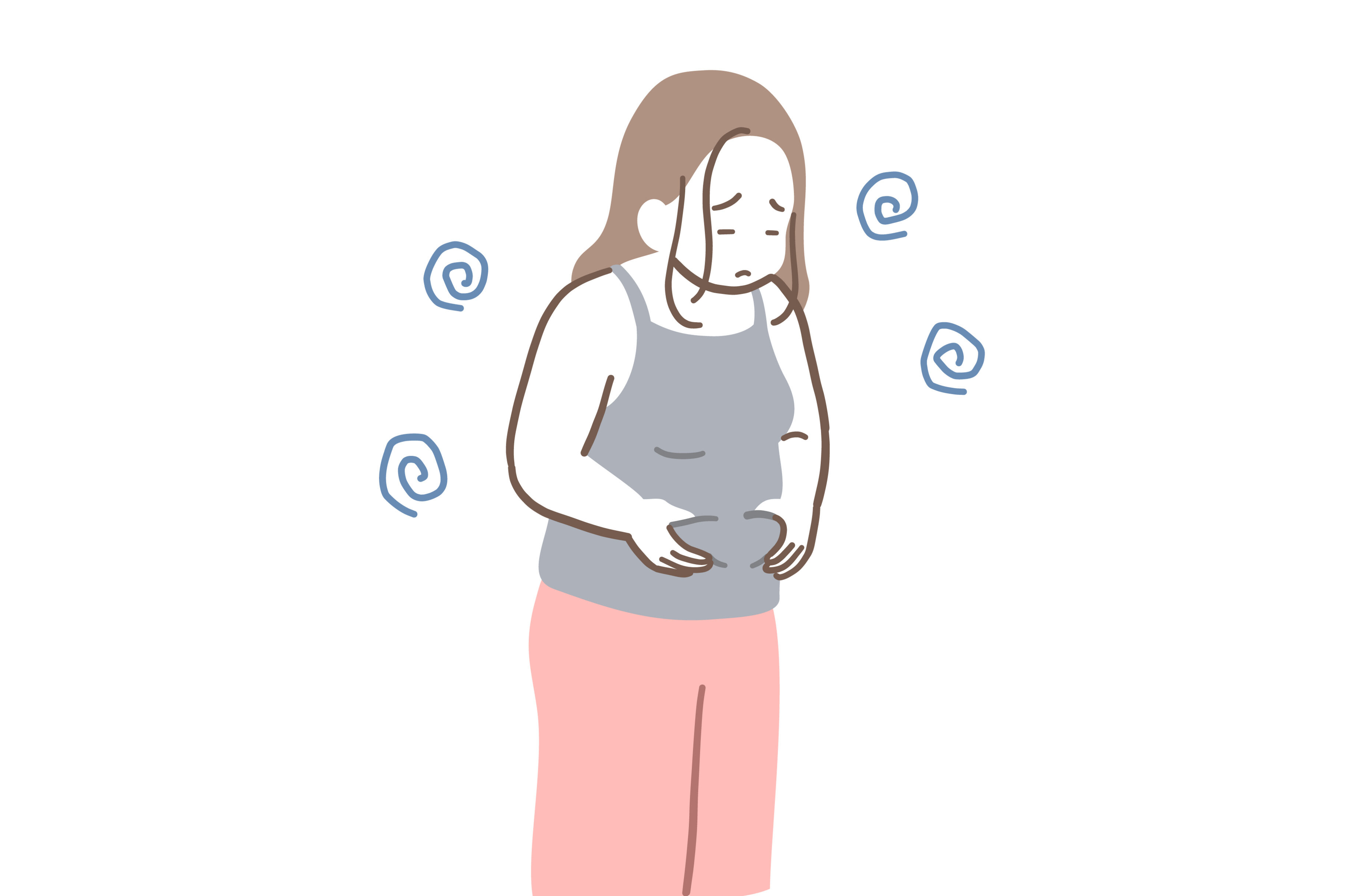 太って落ち込む女性のイラスト素材